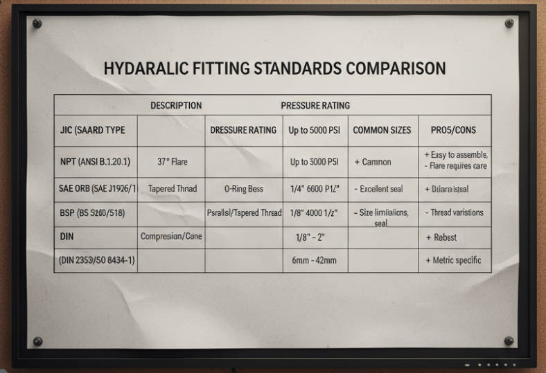 hydraulic fitting standards comparison